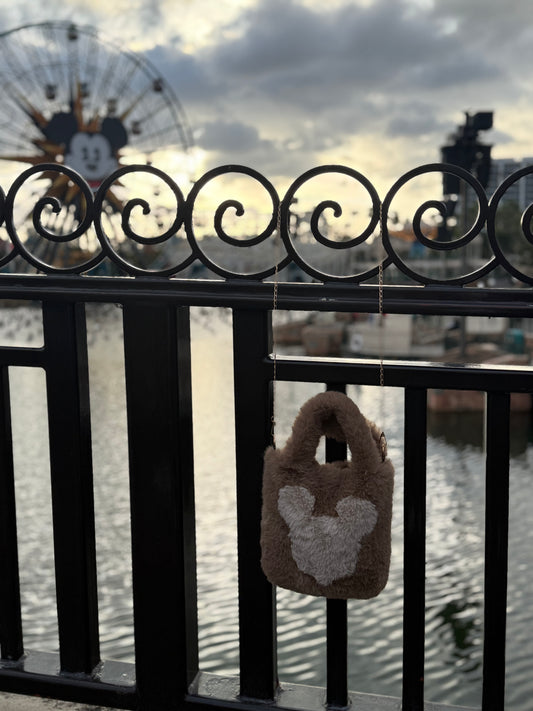 Brown Furry Mickey Bag