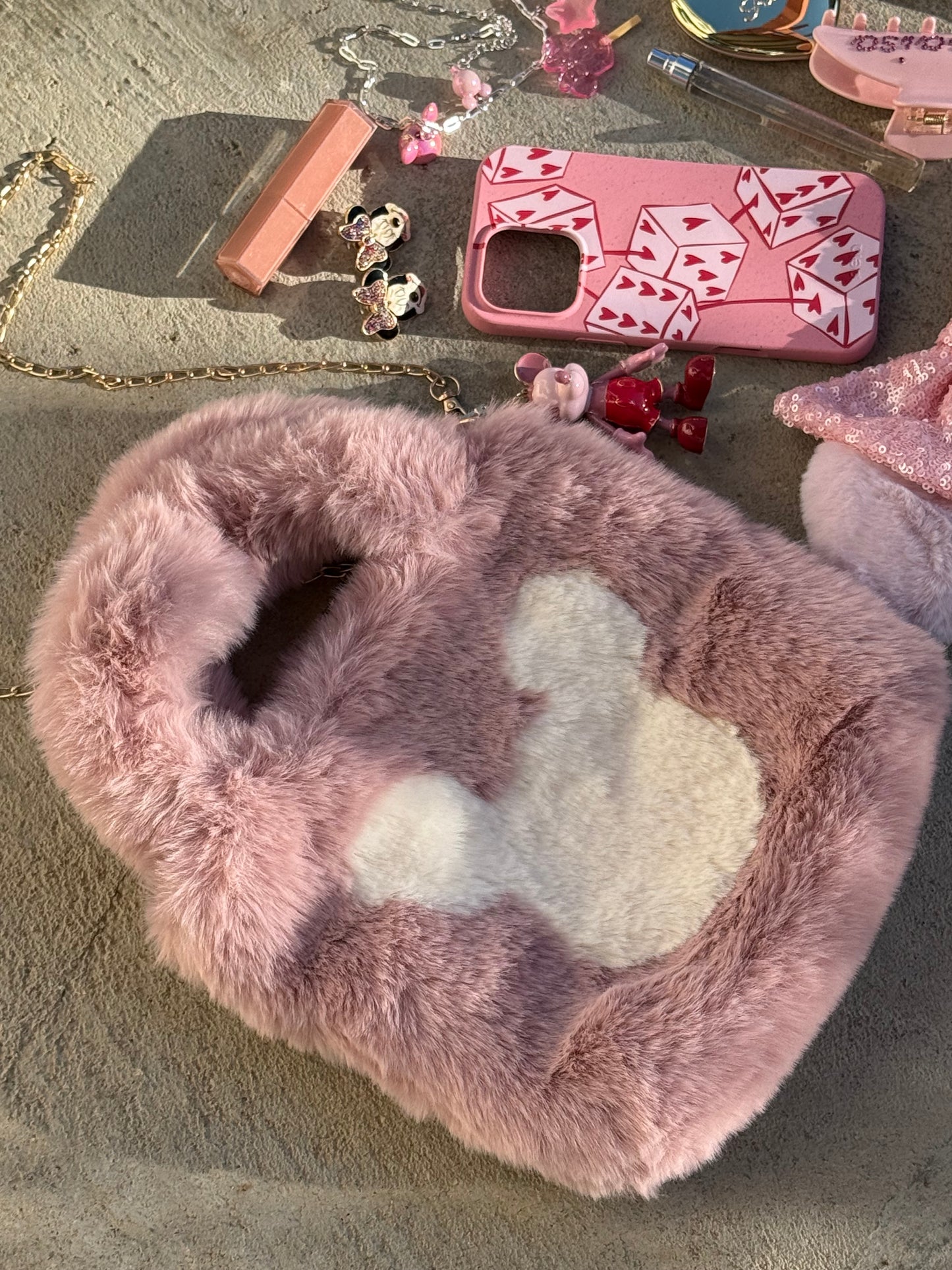 Pink Furry Mickey Bag